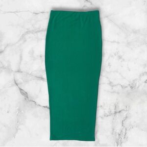 NWOT Naked Wardrobe Emerald Green Viscose Bodycon Stretchy Pencil Midi Skirt L